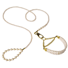 PARURE PEARL Нашийник+поводок у вигляді бус, пластик+метал