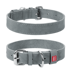 COLLAR Нашийник WAUDOG Classic шкіра, металева пряжка (ширина 25 мм, довжина 38-49 см), сірий