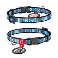 COLLAR Нашийник для кота WAUDOG Nylon Етно (ширина 10 мм, довжина 20-30 см), синій