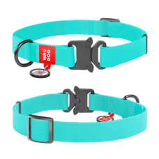 COLLAR Нашийник водостійкий WAUDOG Waterproof з QR-паспортом (шир. 20 мм, довж. 24-40 см), бірюзовий