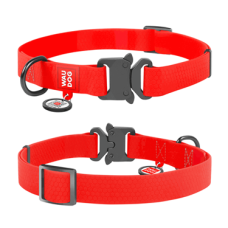 COLLAR Нашийник водостійкий WAUDOG Waterproof з QR-паспортом (шир. 20 мм, довж. 24-40см), червоний