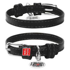 COLLAR Нашийник WAUDOG Glamour без прикрас (ширина 9 мм, довжина 19-25 см), чорний