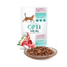 Optimeal для котов с ягненком и куриным филе в тыквенном желе