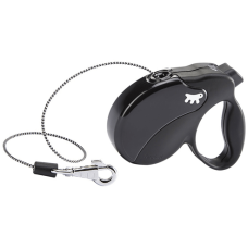 AMIGO MINI COR.BLACK-BLACK Рулетка-поводок зі шнуром чорна
