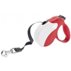 AMIGO S TAPE RED-WHITE Рулетка-поводок зі стрічкою