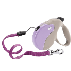 AMIGO L CORD.BEIGE-VIOLET Рулетка-поводок зі шнуром