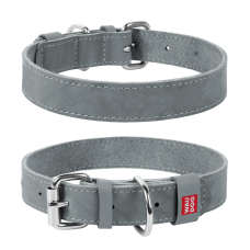 COLLAR Нашийник WAUDOG Classic шкіра, металева пряжка (ширина 12 мм, довжина 19-25 см), сірий