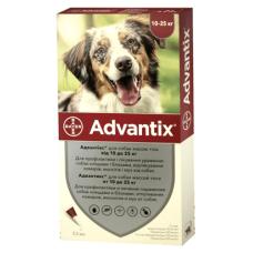 BAYER Advantix для собак вес 10-25 кг 1 пипетка 2,5мл