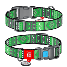 COLLAR Нашийник WAUDOG Nylon Етно (ширина 25 мм, довжина 35-58 см), зелений
