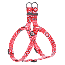COLLAR Шлея WAUDOG Nylon з QR паспортом Етно (ширина 15 мм, довжина 40-55см), червона