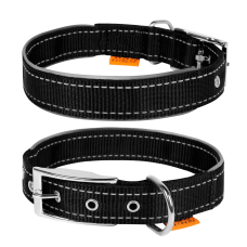 COLLAR Нашийник Dog Extreme з нейлону подвійний світловідбив. (шир 20 мм, довж 30-40 см), чорний