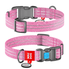 COLLAR Нашийник WAUDOG RE-cotton з QR-паспортом (ширина 15 мм, довжина 23-35 см), рожевий
