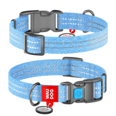 COLLAR Нашийник WAUDOG RE-cotton з QR-паспортом (ширина 20 мм, довжина 24-40см), блакитний