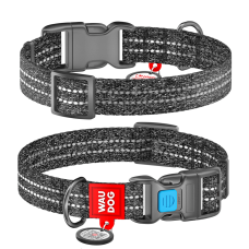 COLLAR Нашийник WAUDOG RE-cotton з QR-паспортом (ширина 20 мм, довжина 24-40 см), сірий