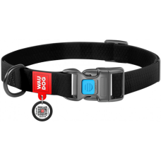 COLLAR Нашийник водостійкий WAUDOG Waterproof пряжка пластик (шир. 25 мм, довж. 35-58 см), чорний