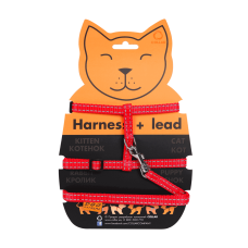 COLLAR Шлея нейлонова Dog Extreme для котів з повідцем (ширина 10 мм, довжина 110 см), червона