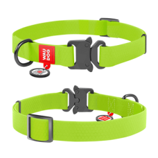 COLLAR Нашийник водостійкий WAUDOG Waterproof з QR-паспортом (шир. 25 мм, довж. 35-58 см), салатовий
