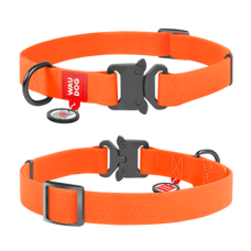 COLLAR Нашийник водостійкий WAUDOG Waterproof з QR-паспортом (шир. 25 мм, довж. 31-49 см), помаранч.