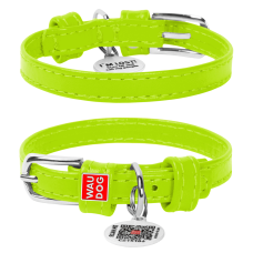 COLLAR Нашийник WAUDOG Glamour без прикрас (ширина 9 мм, довжина 19-25 см), салатовий